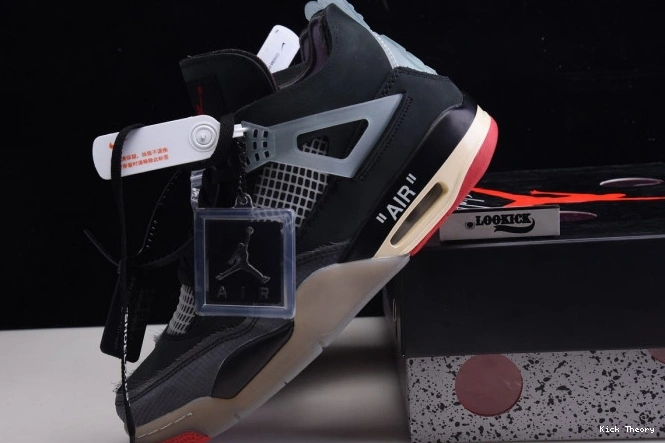 Kicked Out Shoe Store Jordan Bred White Air x Off Retro 4 CV9388-001 0710